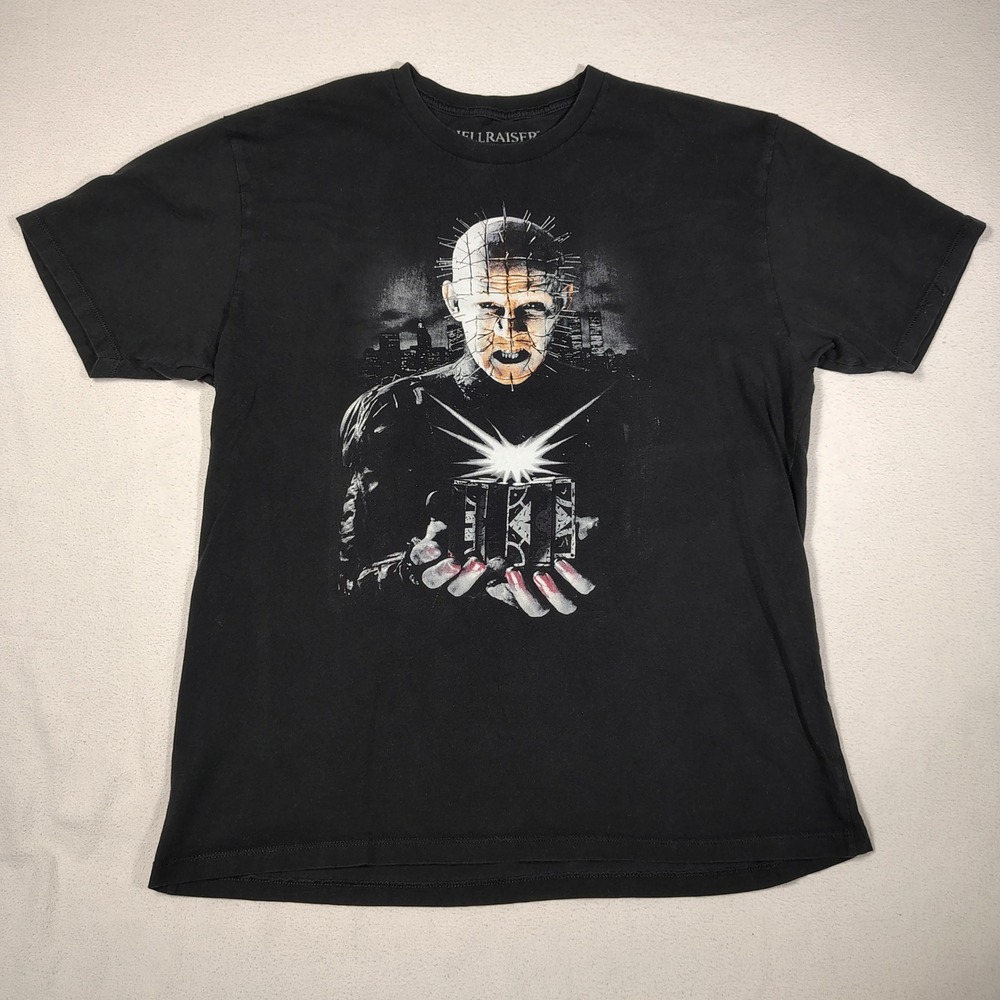 Hellraiser T-Shirt Mens Large Black Cotton Pinhead Hellworld Graphic Horror Tee